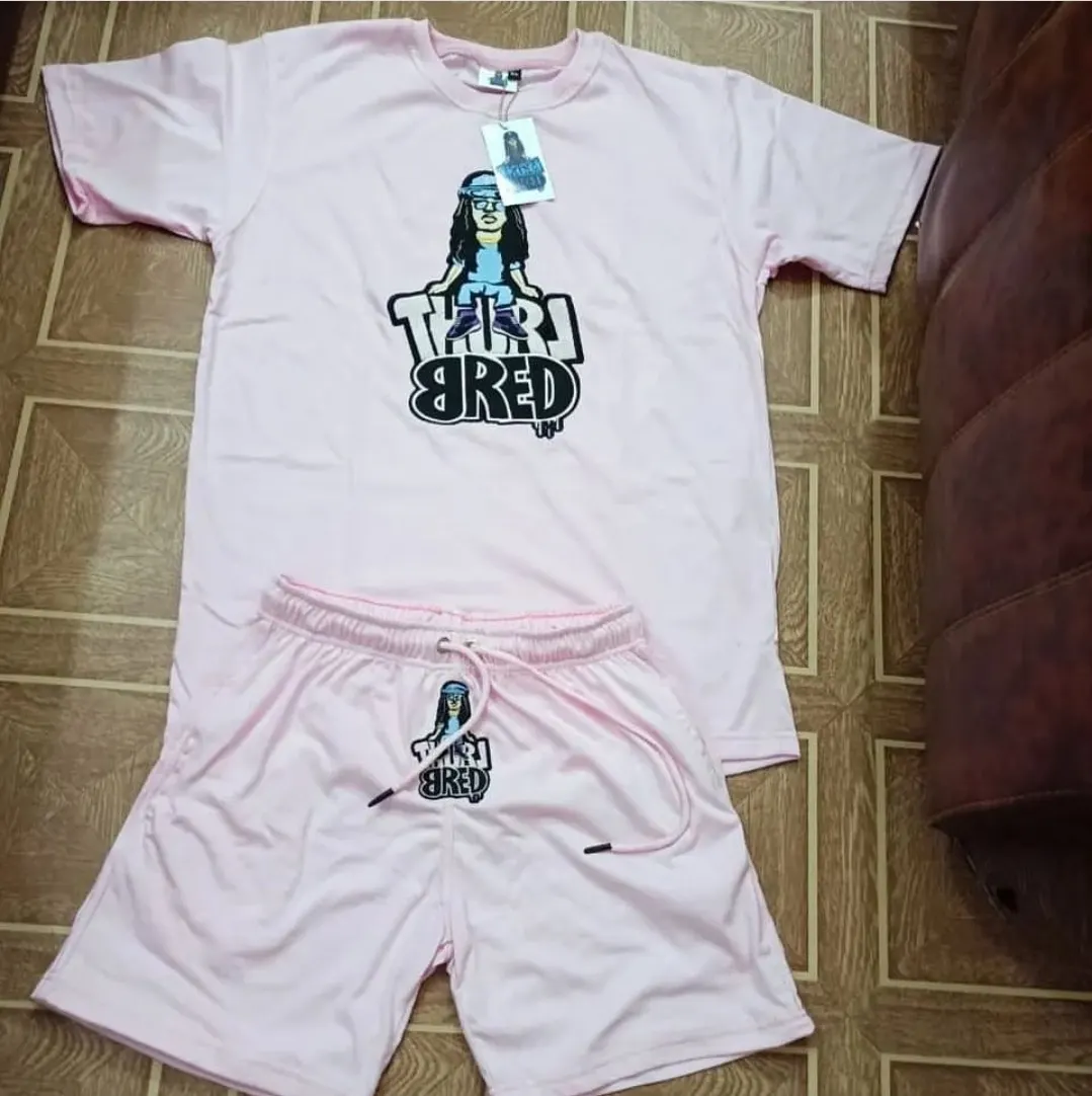 Custom pink T-shirt and shorts set made by Ravix Pro Industry clothing manufacturer in Sialkot, Pakistan