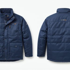 Custom Navy Quilted Winter Work Jacket – custom manufactured by Ravix Pro Industry, Sialkot, Pakistan