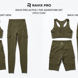 Custom Olive Cargo Activewear Set – custom manufactured by Ravix Pro Industry, Sialkot, Pakistan