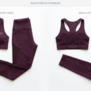 Custom Burgundy Mesh Panel Activewear Set – custom manufactured by Ravix Pro Industry, Sialkot, Pakistan