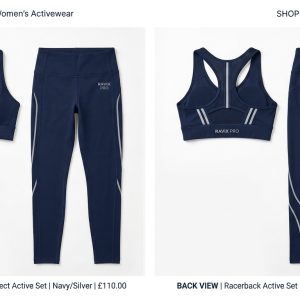 Custom Navy Activewear Set with Reflective Trim – custom manufactured by Ravix Pro Industry, Sialkot, Pakistan