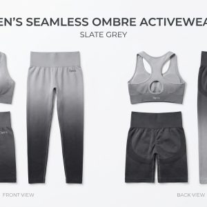 Custom Grey Ombre Seamless Activewear Set – custom manufactured by Ravix Pro Industry, Sialkot, Pakistan