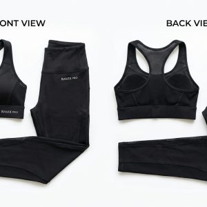 Custom Black Seamless Activewear Set – custom manufactured by Ravix Pro Industry, Sialkot, Pakistan