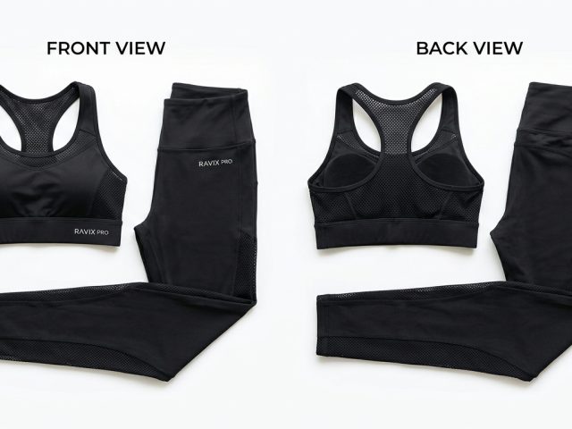 Custom Black Seamless Activewear Set – custom manufactured by Ravix Pro Industry, Sialkot, Pakistan