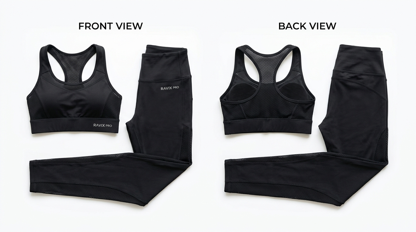 Custom Black Seamless Activewear Set Custom Black Seamless Activewear Set – custom manufactured by Ravix Pro Industry, Sialkot, Pakistan
