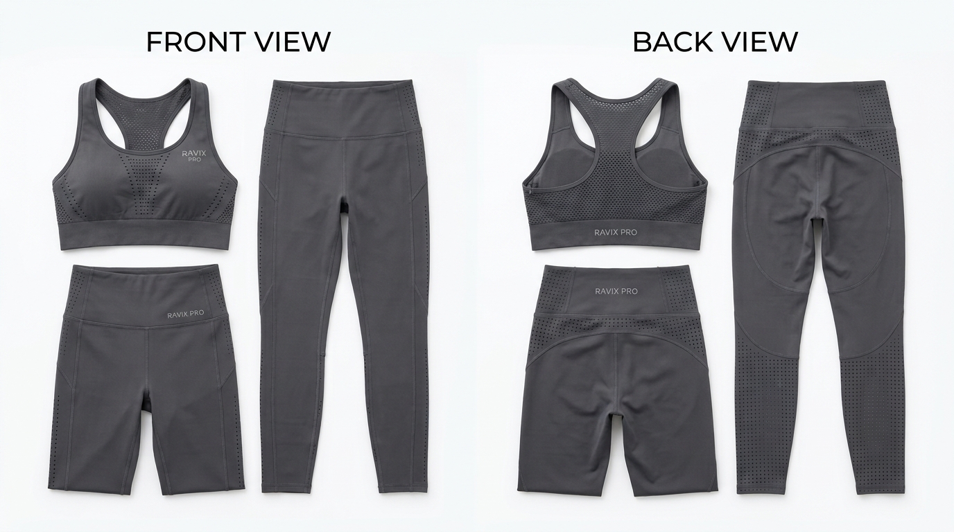 Custom Charcoal Ribbed Activewear Set Custom Charcoal Ribbed Activewear Set – custom manufactured by Ravix Pro Industry, Sialkot, Pakistan