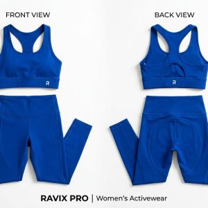 Custom Royal Blue Activewear Set – custom manufactured by Ravix Pro Industry, Sialkot, Pakistan