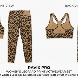 Custom Leopard Print Activewear Set – custom manufactured by Ravix Pro Industry, Sialkot, Pakistan