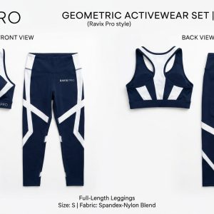 Custom Navy and White Stripe Activewear Set – custom manufactured by Ravix Pro Industry, Sialkot, Pakistan