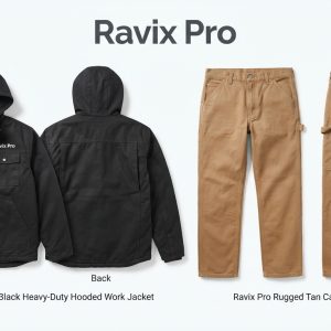 Custom Black and Tan Industrial Workwear Set – custom manufactured by Ravix Pro Industry, Sialkot, Pakistan