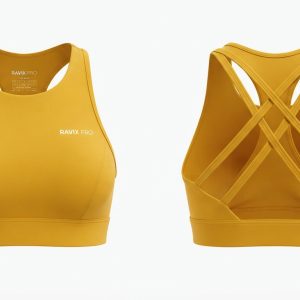 Custom Mustard Yellow Sports Bra – custom manufactured by Ravix Pro Industry, Sialkot, Pakistan