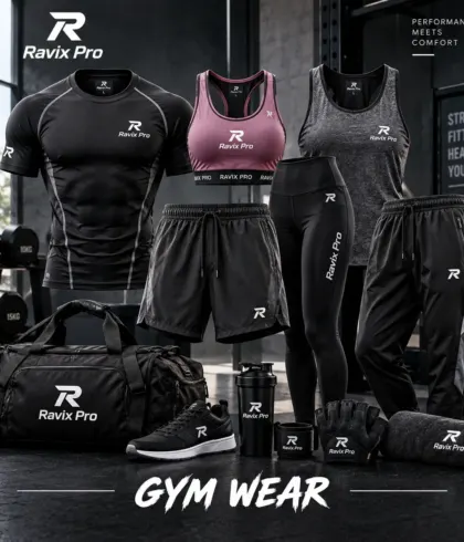 Custom Gym Wear manufactured by Ravix Pro Industry in Sialkot, Pakistan